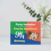 Postale Carte d'invitation pour un 9e anniversaire avec ph (Debout devant)