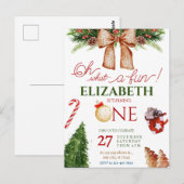 Postale Carte d'invitation pour un premier anniversaire de (Devant / Derrière)