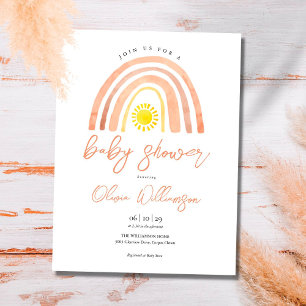 Postale Carte d'invitation pour une baby shower Boho Rainb