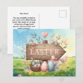 Postale Carte d'invitation pour une fête de Pâques  (Devant / Derrière)