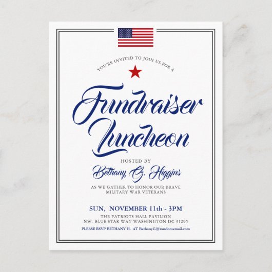 Postale Carte d'invitation sur le thème patriotique Drapea (Devant)