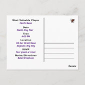 Postale Carte d'invitation thème basket-ball pour garçons  (Dos)