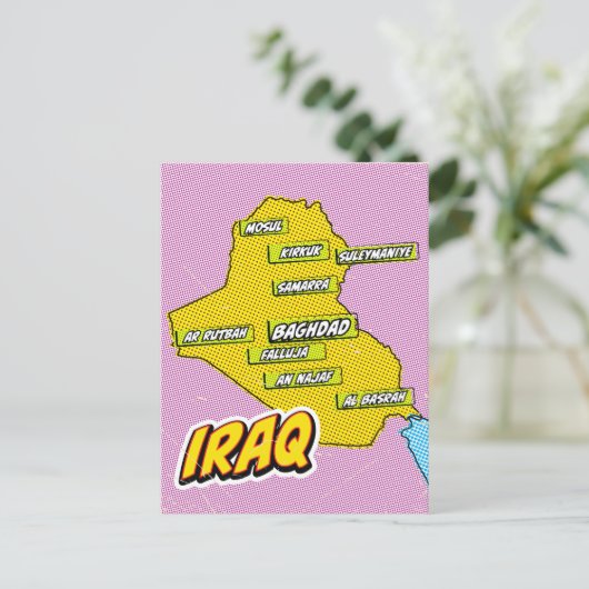 Postale Carte d'Irak illustrée par l'art pop (Debout devant)