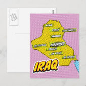 Postale Carte d'Irak illustrée par l'art pop (Devant / Derrière)