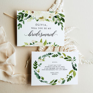 Postale Carte d'offre de Bridesmaid Roses blanches