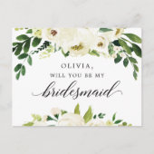 Postale Carte d'offre de Bridesmaid Roses blanches (Devant)