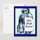 Postale Carte Dog Get Well Card (Devant / Derrière)
