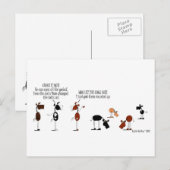 Postale Carte Drôle Cheval & Vache (Devant / Derrière)