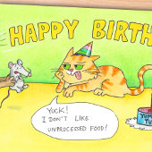 Postale Carte drôle de chat d'anniversaire heureux
