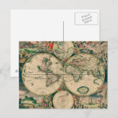 Postale Carte du 17ème siècle du monde (Devant / Derrière)