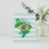 Postale Carte du Brésil avec drapeau brésilien (Debout devant)