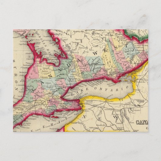 Postale Carte Du Canada Ouest Dans Les Comtés (Devant)