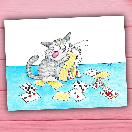 Postale Carte du Château de Carte de Chat Mignon
