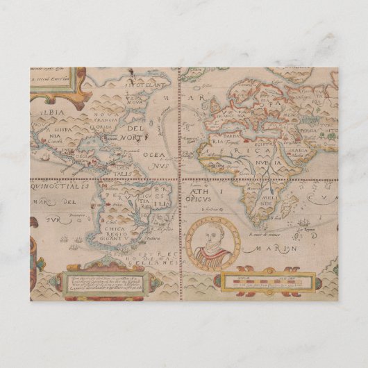 Postale Carte du Circumnavigation de Drake du Globe (Devant)