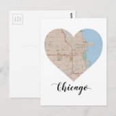 Postale Carte du coeur de Chicago (Devant / Derrière)