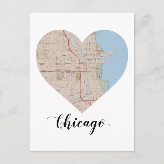 Postale Carte du coeur de Chicago (Devant)