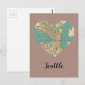 Postale Carte du coeur de Seattle (Devant / Derrière)