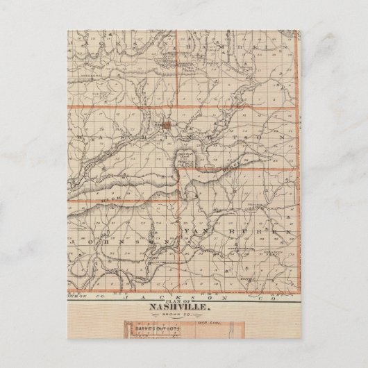 Postale Carte du comté Brown avec plan de Nashville (Devant)
