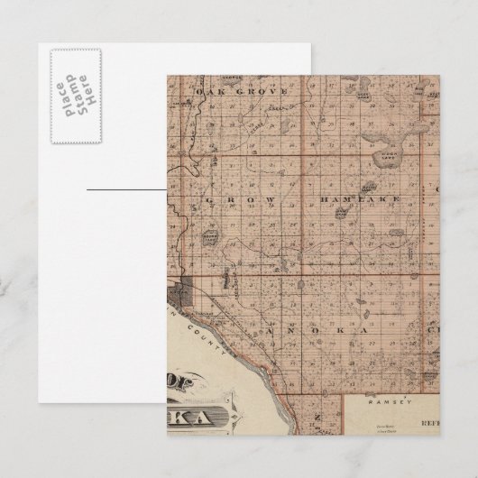 Postale Carte du comté d'Anoka, Minnesota (Devant / Derrière)