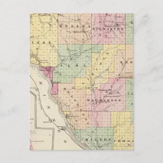 Postale Carte du comté de Buffalo et village d'Alma (Devant)