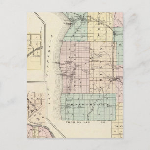 Postale Carte du comté de Calumet, État du Wisconsin
