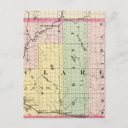 Postale Carte du comté de Clare, Michigan (Devant)