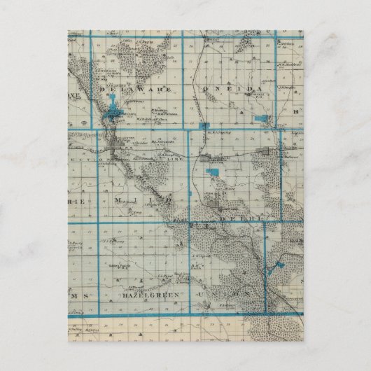 Postale Carte du comté de Delaware, État de l'Iowa (Devant)