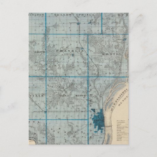 Postale Carte du comté de Des Moines, État de l'Iowa (Devant)