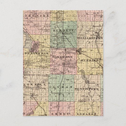 Postale Carte du comté de Dodge, État du Wisconsin (Devant)