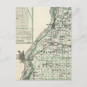 Postale Carte du comté de Henderson et d'Oquawka