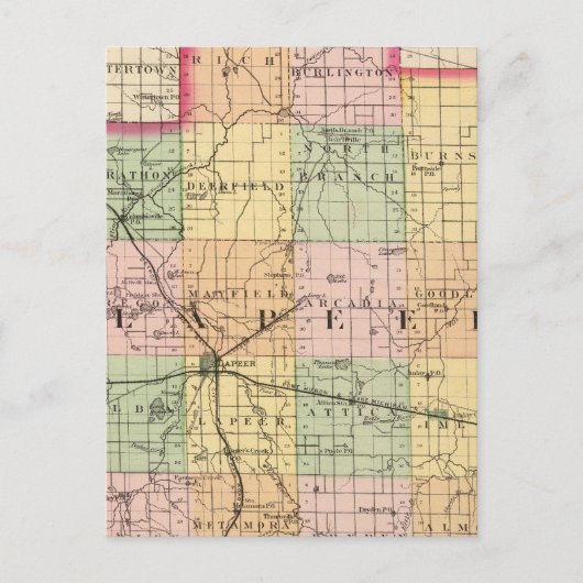 Postale Carte du comté de Lapeer, Michigan (Devant)