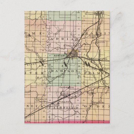 Postale Carte du comté de Lenawee, Michigan (Devant)