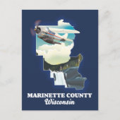 Postale carte du comté de Marinette Wisconsin (Devant)