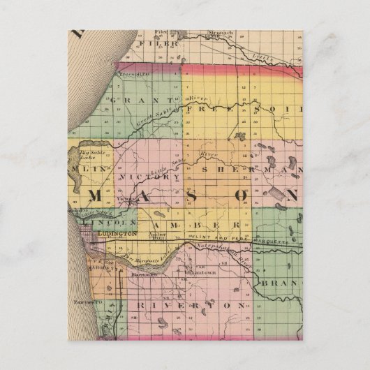 Postale Carte du comté de Mason, Michigan (Devant)