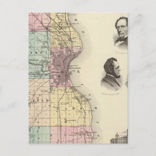 Postale Carte du comté de Milwaukee, État du Wisconsin (Devant)
