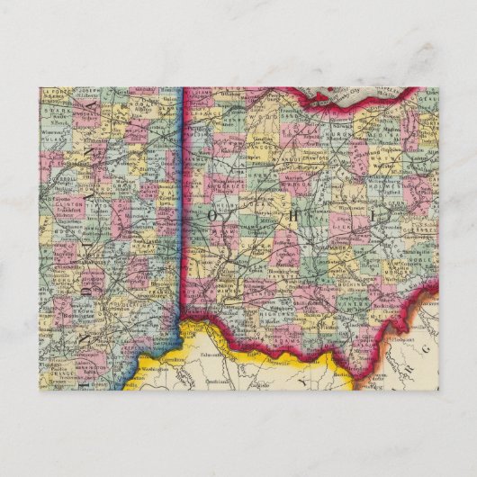 Postale Carte Du Comté De Ohio Et Indiana (Devant)