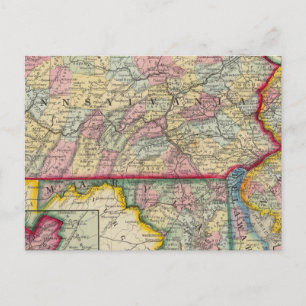 Postale Carte Du Comté De Pennsylvanie, New Jersey