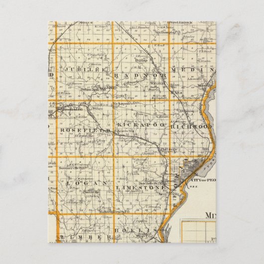 Postale Carte du comté de Peoria et de Minonk (Devant)