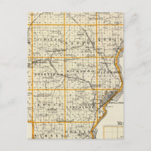 Postale Carte du comté de Peoria et de Minonk