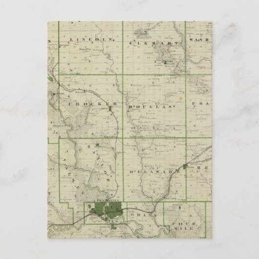 Postale Carte du comté de Polk, État de l'Iowa (Devant)