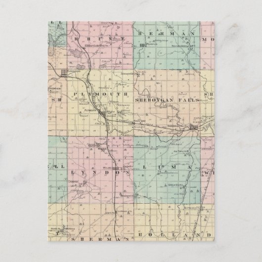 Postale Carte du comté de Sheboygan, État du Wisconsin (Devant)