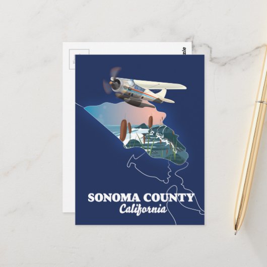 Postale Carte du comté de Sonoma Californie (Devant/Arrière en situation)