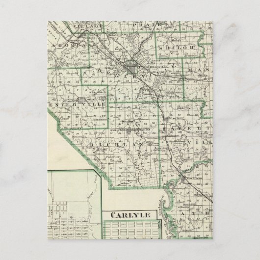 Postale Carte du comté de St Clair, Liban et Carlyle (Devant)