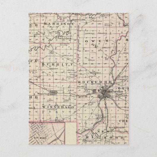 Postale Carte du comté de Winnebago et du Belvidere (Devant)