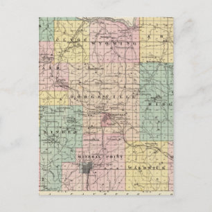 Postale Carte du comté d'Iowa, État du Wisconsin
