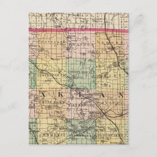 Postale Carte du comté d'Oakland, Michigan (Devant)