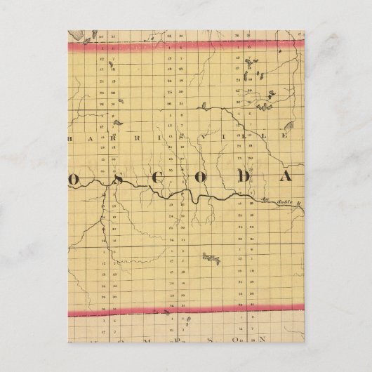 Postale Carte du comté d'Oscoda, Michigan (Devant)