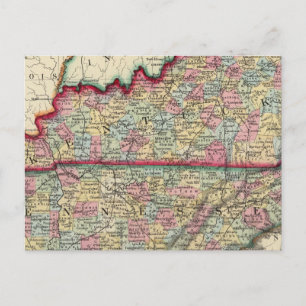 Postale Carte Du Comté Du Kentucky Et Du Tennessee