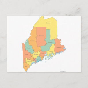 Postale Carte du comté du Maine