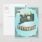 Postale Carte du Connecticut avec de beaux oiseaux (Devant / Derrière)